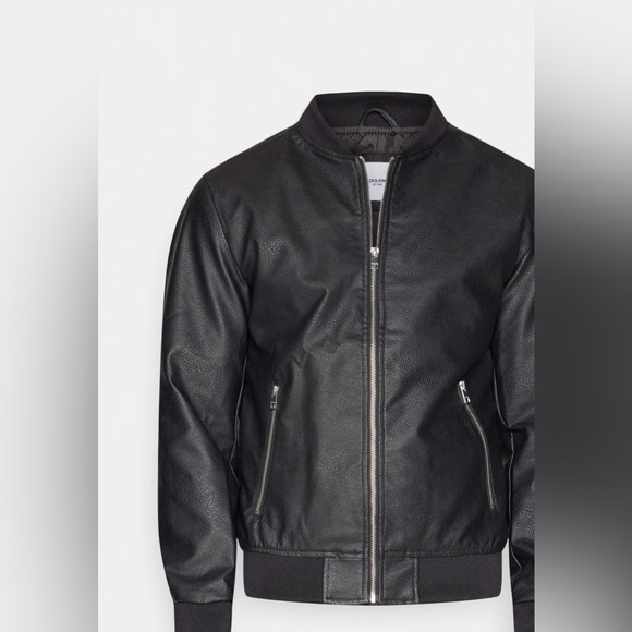 Brand New Jack & Jones Faux Leather Bomber Jacket – Size Small - Picture 2 of 14